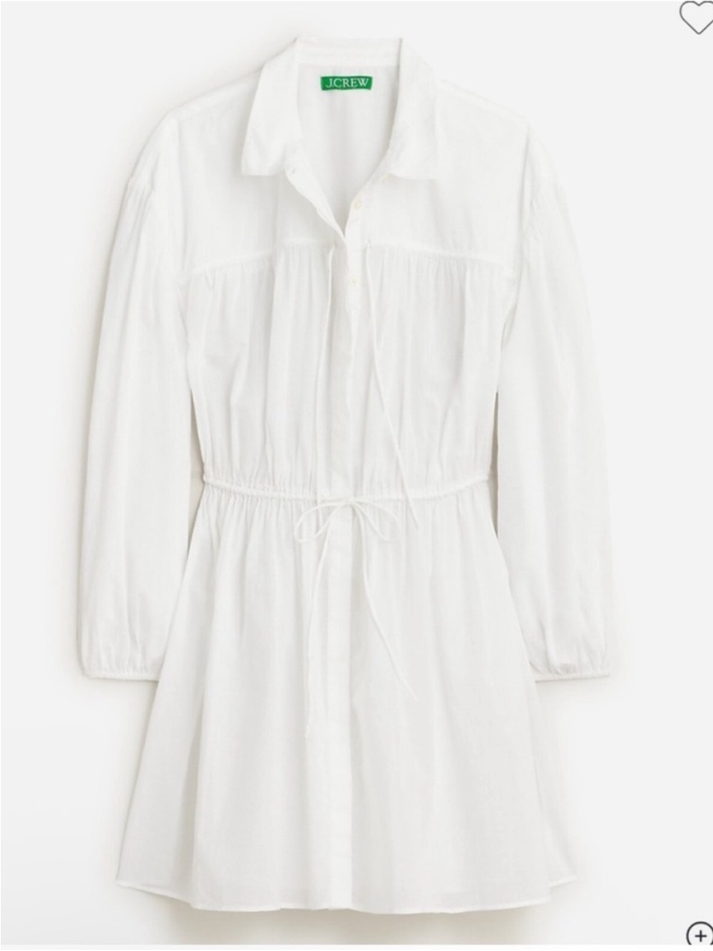J. Crew White Cotton Lightweight Cover Up Beach Shirt, Size S